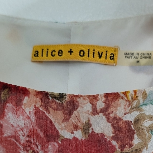 Alice & Olivia White Medium Pink Floral Dress - Picture 4 of 6